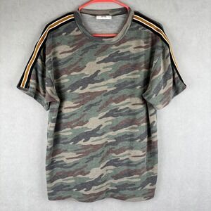 EPTM Camo Short Sleeve T-Shirt Green Brown Mens M USA Stripe Military Retro Gorp